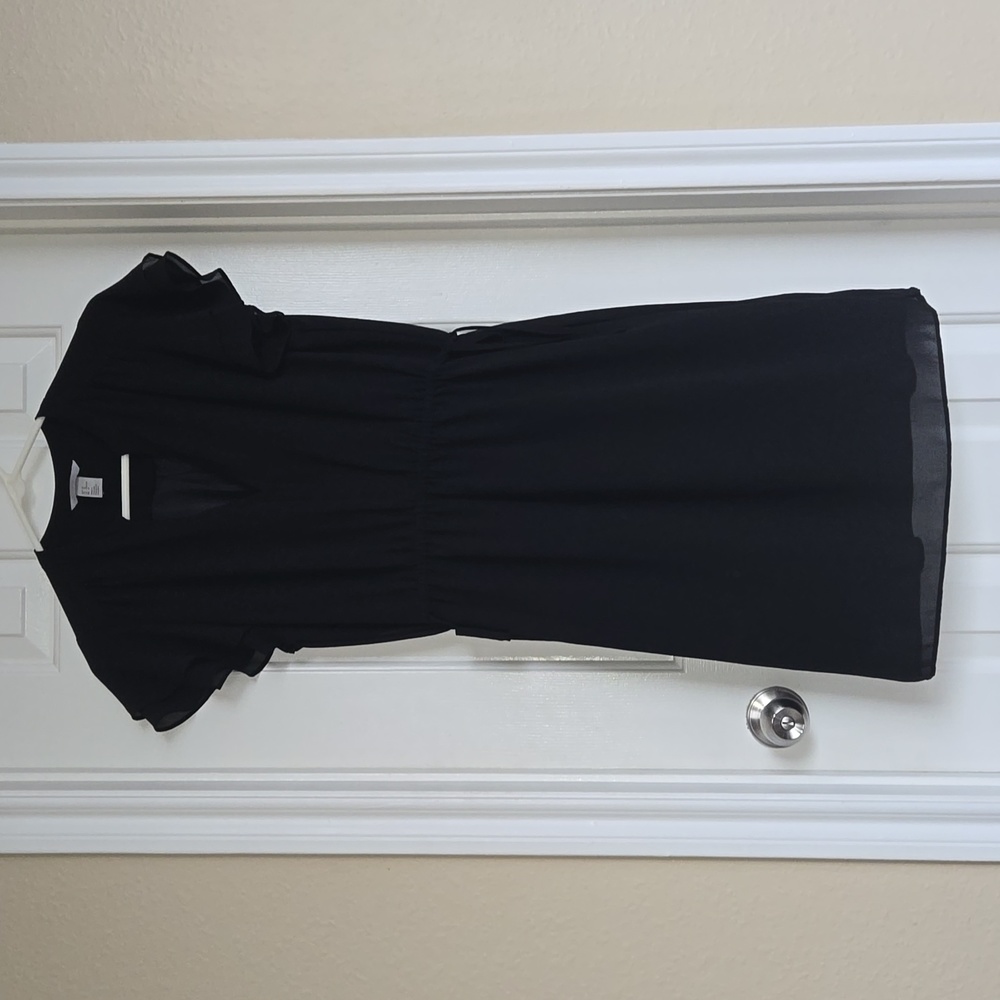 H&M, Black chiffon dress with tie strings om the side, size 10